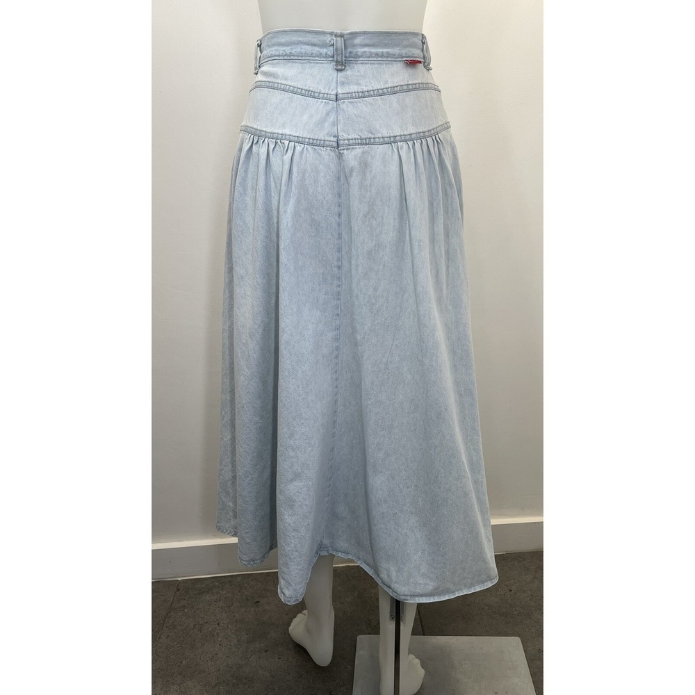 Vintage 80s Candie's Denim Skirt High Waist Midi Light Wash Waist 26" SEE FLAWS - Picture 4 of 16